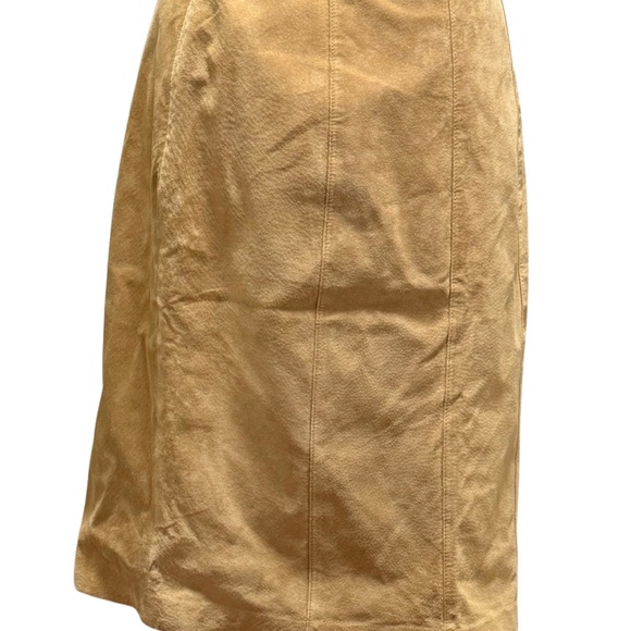 Ann Taylor Vintage Classic Tan leather suede A-Line Skirt - Picture 3 of 6